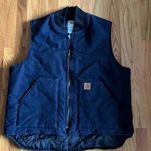 Navy Vintage Carhartt Duck Canvas Vest Quilt Lined sz XL